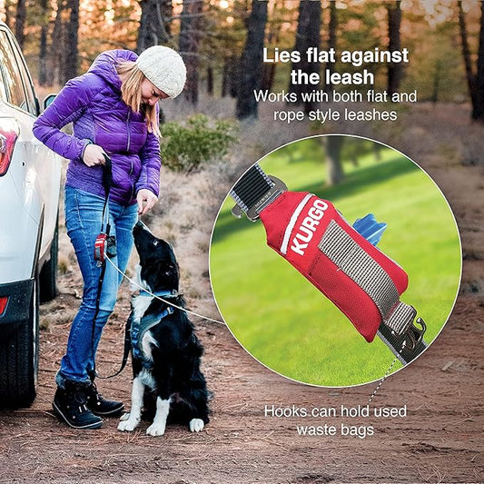 Kurgo Duty Bag Dog Poop Bag Dispenser - Compact Waste Holder for Dog Walks - Hands-Free Cleanup - Machine Washable Pouch - Includes 15 Bags