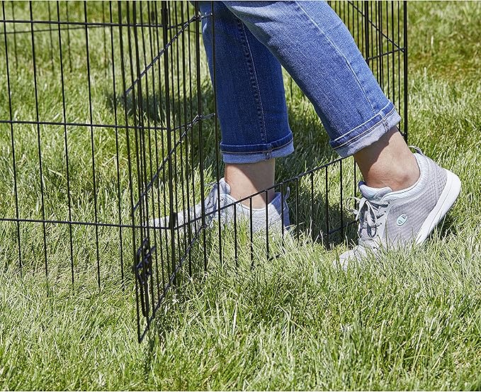 MidWest Homes for Pets 36-Inch Exercise Pen, for Indoor and Outdoor Use, 16 Sq Feet of Play, Single Door Folding Dog Pen, with Large Door Opening & Secure Latch, Easy to Set Up, Foldable Dog Playpen