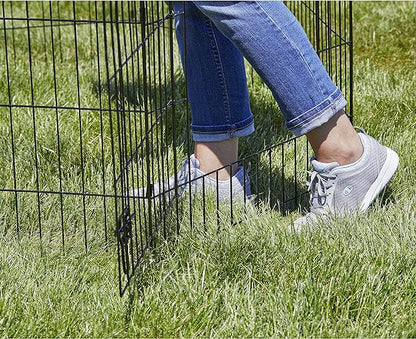 MidWest Homes for Pets 48-Inch Exercise Pen, for Indoor and Outdoor Use, 16 Sq Feet of Play, Single Door Folding Dog Pen, with Large Door Opening & Secure Latch, Easy to Set Up, Foldable Dog Playpen