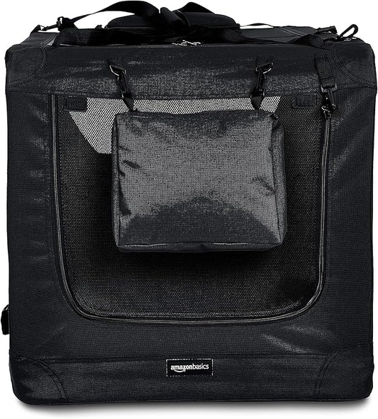 Amazon Basics Foldable Portable Soft Pet Dog Crate Carrier Kennel, 36 x 24 x 24 inches, Black