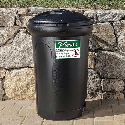 2PCS Please Do Not Dispose Poop Bags in This Trash Bin Stickers, Self-Adhesive Weatherproof Vinyl Do not Throw Dog Poop Bag in The Trash Sign, Trash Can Stickers for Home，House，Yard，Restaurant