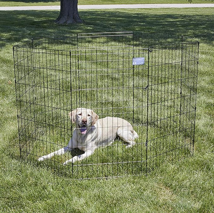 MidWest Homes for Pets 42-Inch Exercise Pen, for Indoor and Outdoor use, 16 Sq Feet of Play, Folding Dog Pen, No Door Design for Maximum Security, Easy to Set Up, Foldable Dog Playpen