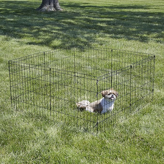 New World by MidWest Homes for Pets 24-Inch Exercise Pen, for Indoor and Outdoor use, 16 Sq Feet of Play, Folding Dog Pen, No Door Design for Maximum Security, Easy to Set Up, Foldable Pet Playpen