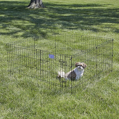 MidWest Homes for Pets 24-Inch Exercise Pen, for Indoor and Outdoor Use, 16 Sq Feet of Play, Single Door Folding Dog Pen, with Large Door Opening & Secure Latch, Easy to Set Up, Foldable Dog Playpen