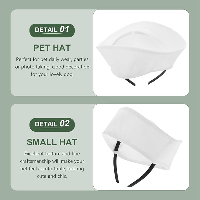ABOOFAN Pet Dog Sailor Hat Mini Cap White 9.45X5.91In Pet Costume Accessory for Parties Photo Shoots and Cosplay