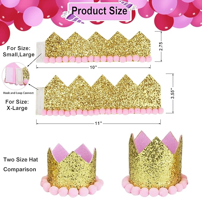 ADOGGYGO Dog Bandana Hat Set for Birthday Party Supply, Boy Girl Pet Birthday Scarf for Medium Large Dog (Large, Pink)