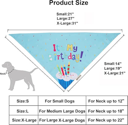 ADOGGYGO Dog Birthday Bandana Scarf and Blue Boy Puppy Birthday Party Hat with Cute Bow Tie for Small Dog Cat (Small)
