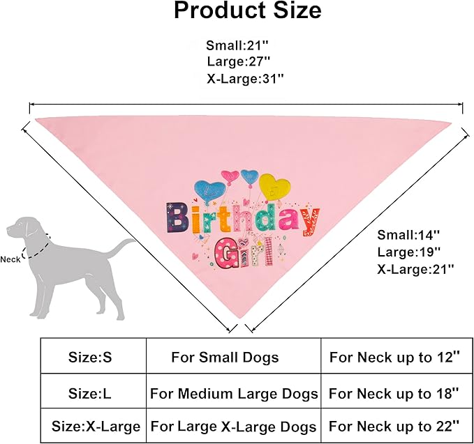 ADOGGYGO Dog Birthday Hat Bandana Girl - Puppy Birthday Party Supplies - Pink Tutu Hat Scarf Bow Banner Set for Small Dogs (Small)