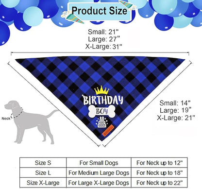 ADOGGYGO Dog Birthday Hat Bandana - Navy Blue Birthday Boy Dog Bandana Pet Party Hat with Numbers Bow and Happy Birthday Banner Set (Small)
