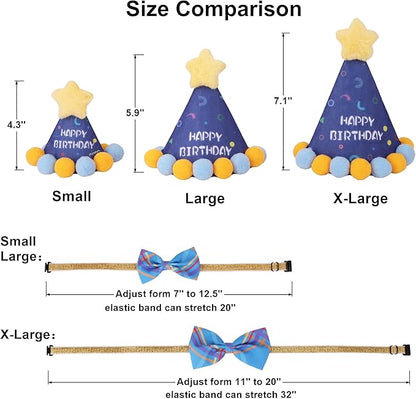 ADOGGYGO Dog Birthday Party Supplies, Blue Birthday Boy Puppy Bandana, Bowtie, Numbers, Party Hat for Small Dogs (Small)