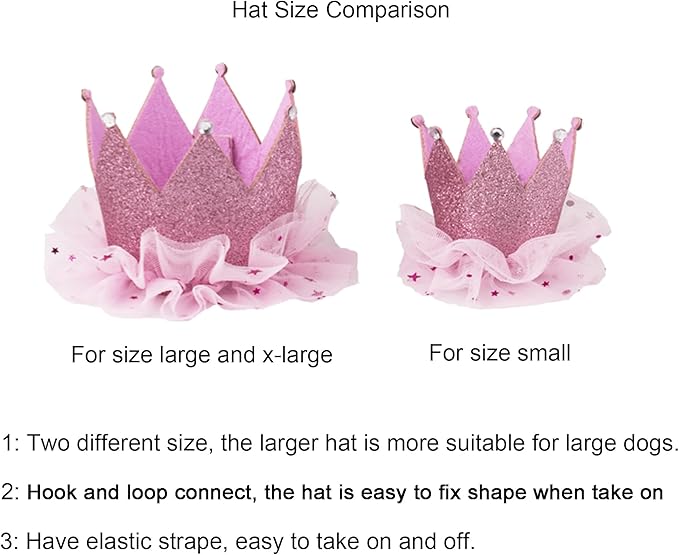 ADOGGYGO Dog Birthday Party Supplies, Multi Size Offered, Birthday Girl Dog Bandana, Pink Party Hat Crown with Numbers for Medium Large Dogs Pets (Large)