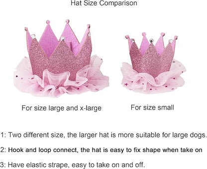 ADOGGYGO Dog Birthday Party Supplies, Multi Size Offered, Birthday Girl Dog Bandana, Pink Party Hat Crown with Numbers for Medium Large Dogs Pets (Large)