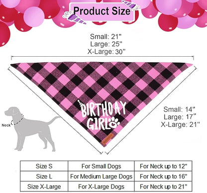ADOGGYGO Dog Birthday Party Supplies, Multi Size Offered, Birthday Girl Dog Bandana, Pink Party Hat Crown with Numbers for Medium Large Dogs Pets (Large)