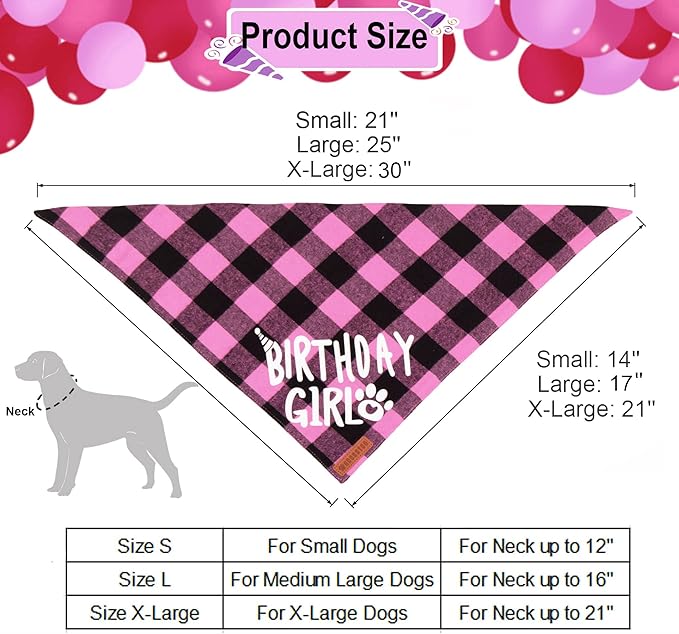 ADOGGYGO Dog Birthday Party Supplies, Multi Size Offered, Birthday Girl Dog Bandana, Pink Puppy Party Hat Crown with Numbers for Small Puppies Pets (Small)