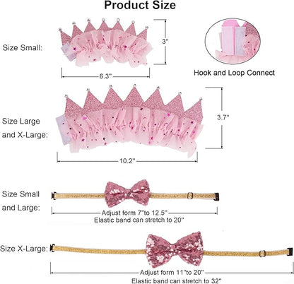 ADOGGYGO Dog Birthday Party Supplies, Multi Size Offered, Birthday Girl Dog Bandana, Pink Puppy Party Hat Crown with Numbers for Small Puppies Pets (Small)