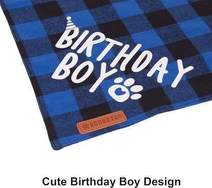ADOGGYGO Dog Birthday Party Supplies, Multi Size Offered, Blue Birthday Boy Dog Bandana, Pet Party Hat with Numbers Bow for Small Puppies (Small)