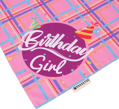 ADOGGYGO Dog Birthday Party Supplies, Pink Birthday Girl Pet Bandana Hat Bowtie Set for Medium Large Dogs (Large)