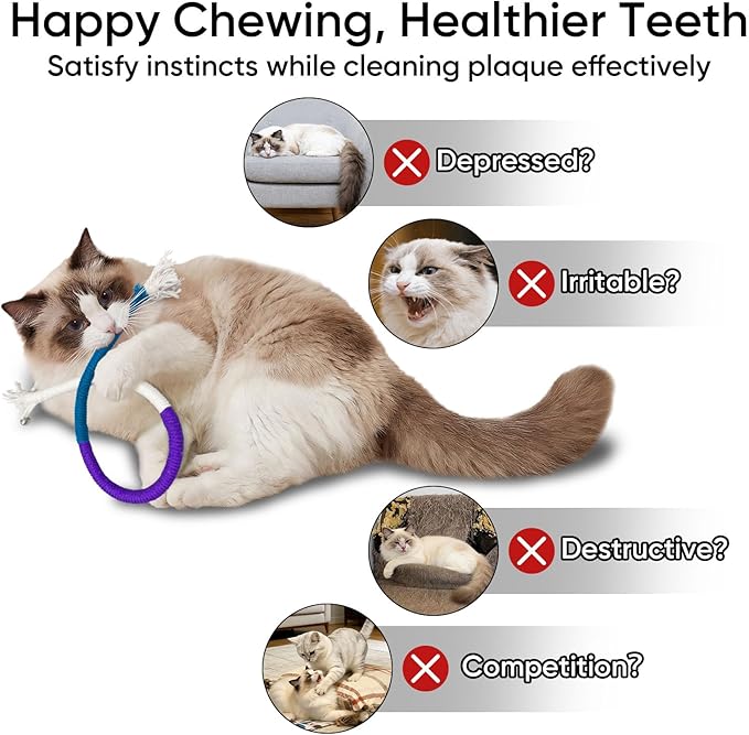 AGYM 4 Pack Interactive Cat Chew Rope Toys - Durable Hand-Woven Cotton Teaser Sticks with Jingle Bells - Safe Teeth Cleaning & Teething Toys for Indoor Cats, Kittens, and Aggressive Chewers