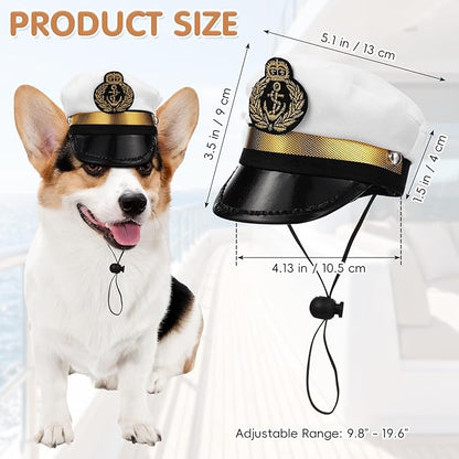 Amosfun Dog Captain Hat, Adjustable Pet Sailor Cap – Nautical Boating Photo Prop, Cute Costume Accessories for Puppies, Dogs, Cats