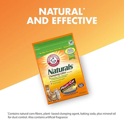 ARM & HAMMER Naturals Clumping Cat, Litter Odor Control, Multi Cat Litter, 18 lb. Bag (Pack of 2)