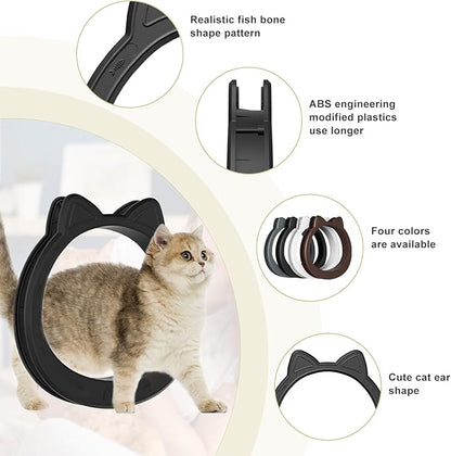 Cat Door Interior Door - Black Sleek Modern, Large No-Flap Pet Door for Cats Up to 22 LBS, Easy DIY Install, No Training