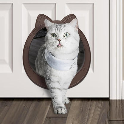 Cat Door Interior Door - Coffee Warm Classic, Large No-Flap Pet Door for Cats Up to 22 LBS, Easy DIY Setup, No Training