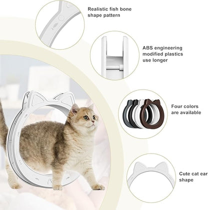 Cat Door Interior Door - Snow White Clean Invisible, Large No-Flap Pet Door for Cats Up to 22 LBS, Easy DIY Setup, No Training