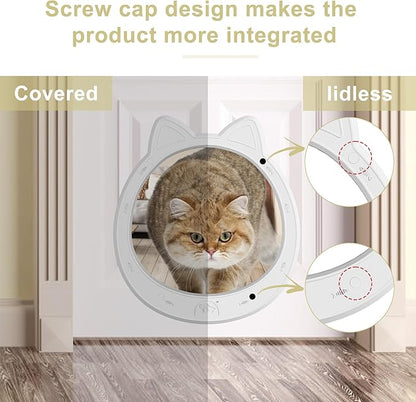 Cat Door Interior Door - Snow White Clean Invisible, Large No-Flap Pet Door for Cats Up to 22 LBS, Easy DIY Setup, No Training