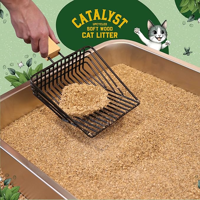 Catalyst Natural Soft Wood Cat Litter (2 Pack, 20lb Bags) - Superior Odor Control, Strong Clumping, Low Dust, and Biodegradable (20lb, Set of 2, Healthy Cat)