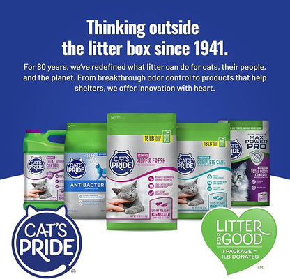 Cat's Pride Max Power: Natural Care - Up to 10 Days of Powerful Odor Control - 100% Natural Odor Elimination - Hypoallergenic - 99% Dust Free - Multi-Cat Clumping Litter, Unscented, 15 Pounds