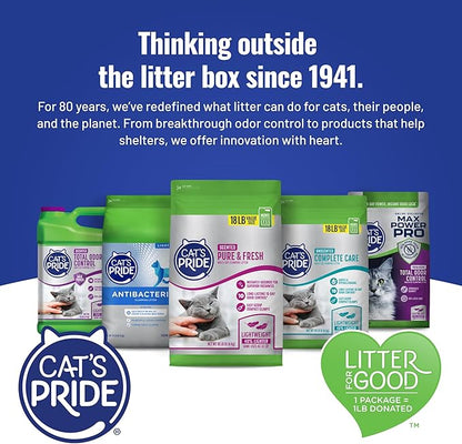 Cat's Pride Max Power: Total Odor Control - Up to 10 Days of Powerful Odor Control - Strong Clumping - Hypoallergenic - 99% Dust Free - Multi-Cat Litter, Unscented, 15 Pounds