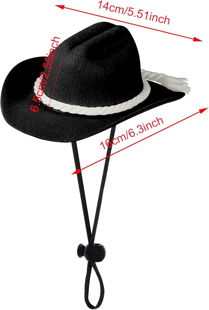 choyaxo Dog Cowboy Hat Dog Cowboy Costume for Small Pet Dogs Cat Cowboy Hat with Bandana Scarf Set Party Accessories (Black, Medium)