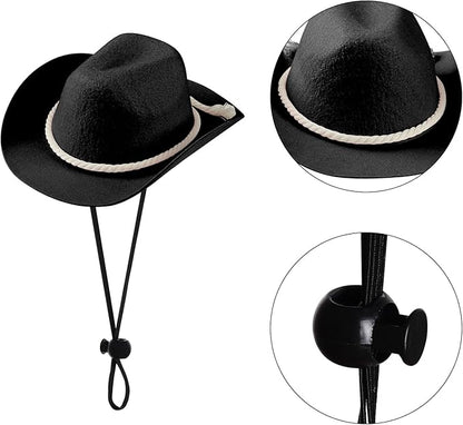 choyaxo Dog Cowboy Hat Dog Cowboy Costume for Small Pet Dogs Cat Cowboy Hat with Bandana Scarf Set Party Accessories (Black, Medium)
