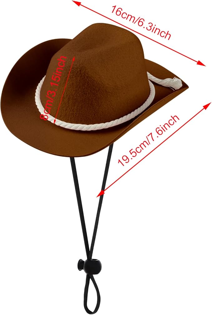 choyaxo Dog Cowboy Hat Dog Cowboy Costume for Small Pet Dogs Cat Cowboy Hat with Bandana Scarf Set Party Accessories (Brown, Large)