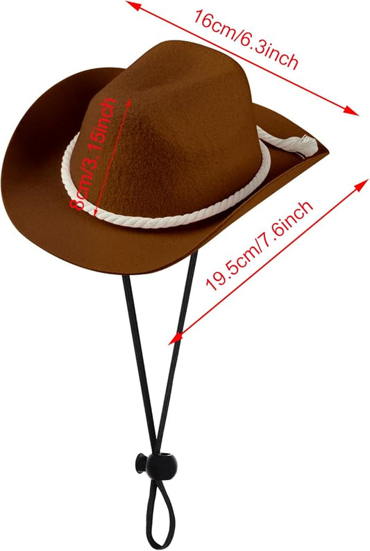choyaxo Dog Cowboy Hat Dog Cowboy Costume for Small Pet Dogs Cat Cowboy Hat with Bandana Scarf Set Party Accessories (Brown, Large)
