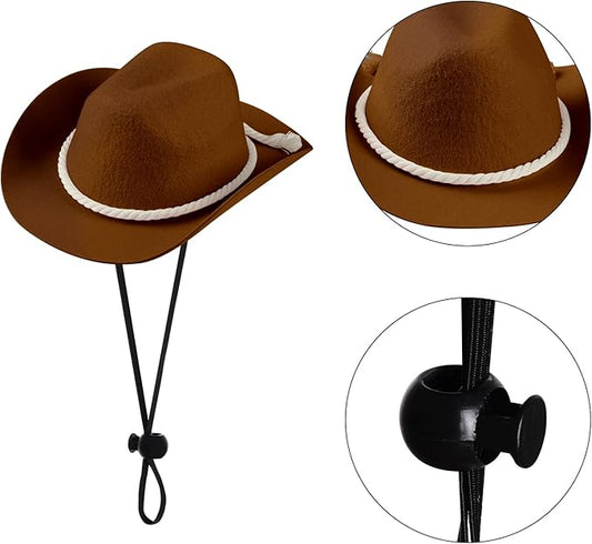 choyaxo Dog Cowboy Hat Dog Cowboy Costume for Small Pet Dogs Cat Cowboy Hat with Bandana Scarf Set Party Accessories (Brown, Medium)
