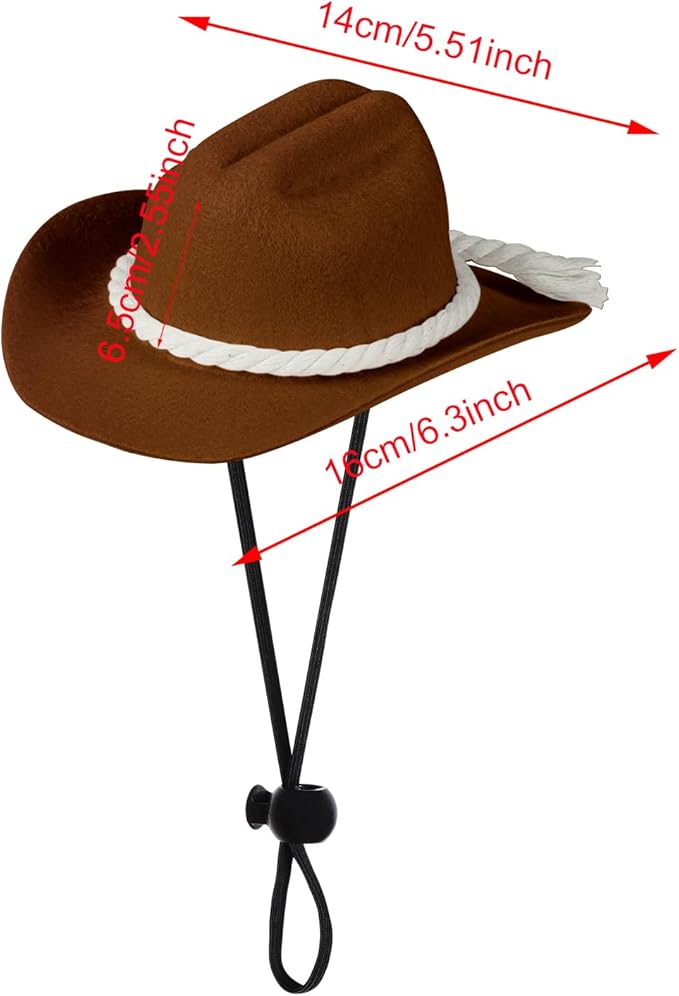 choyaxo Dog Cowboy Hat Dog Cowboy Costume for Small Pet Dogs Cat Cowboy Hat with Bandana Scarf Set Party Accessories (Brown, Medium)