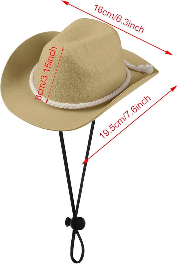 choyaxo Dog Cowboy Hat Dog Cowboy Costume for Small Pet Dogs Cat Cowboy Hat with Bandana Scarf Set Party Accessories (Khaki, Large)