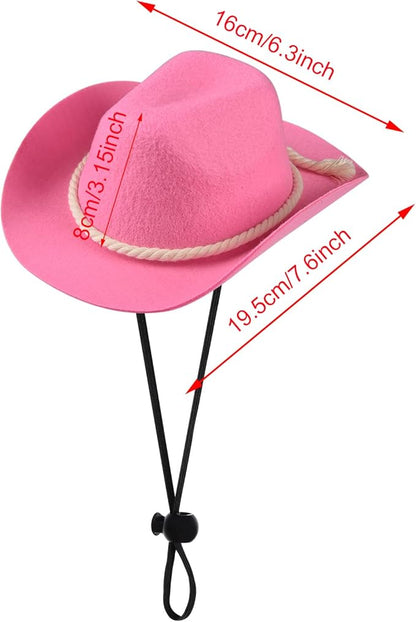 choyaxo Dog Cowboy Hat Dog Cowboy Costume for Small Pet Dogs Cat Cowboy Hat with Bandana Scarf Set Party Accessories (Pink, Large)