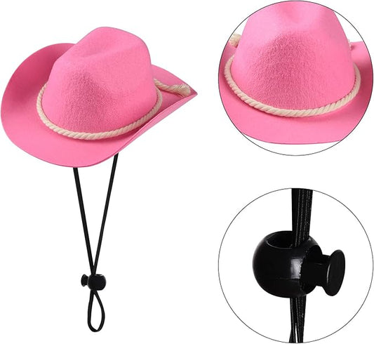choyaxo Dog Cowboy Hat Dog Cowboy Costume for Small Pet Dogs Cat Cowboy Hat with Bandana Scarf Set Party Accessories (Pink, Small)