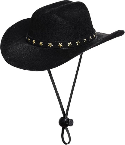 choyaxo Pet Cowboy Costume Cosplay Cap Halloween Costumes for Dogs Cat Pet Party Decoration Mini Cowboy Hat (Black, Large)