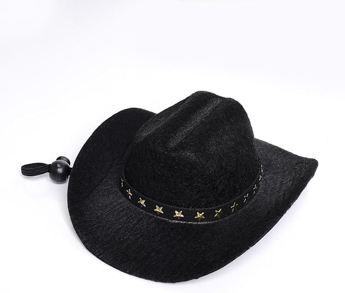 choyaxo Pet Cowboy Costume Cosplay Cap Halloween Costumes for Dogs Cat Pet Party Decoration Mini Cowboy Hat (Black, Large)
