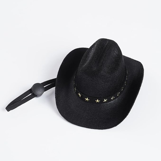 choyaxo Pet Cowboy Costume Cosplay Cap Halloween Costumes for Dogs Cat Pet Party Decoration Mini Cowboy Hat (Black, Medium)