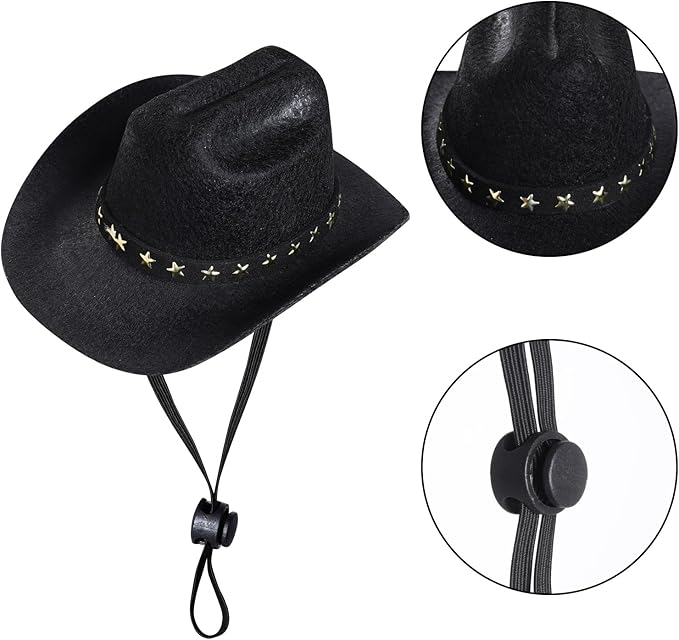 choyaxo Pet Cowboy Costume Cosplay Cap Halloween Costumes for Dogs Cat Pet Party Decoration Mini Cowboy Hat (Black, Medium)