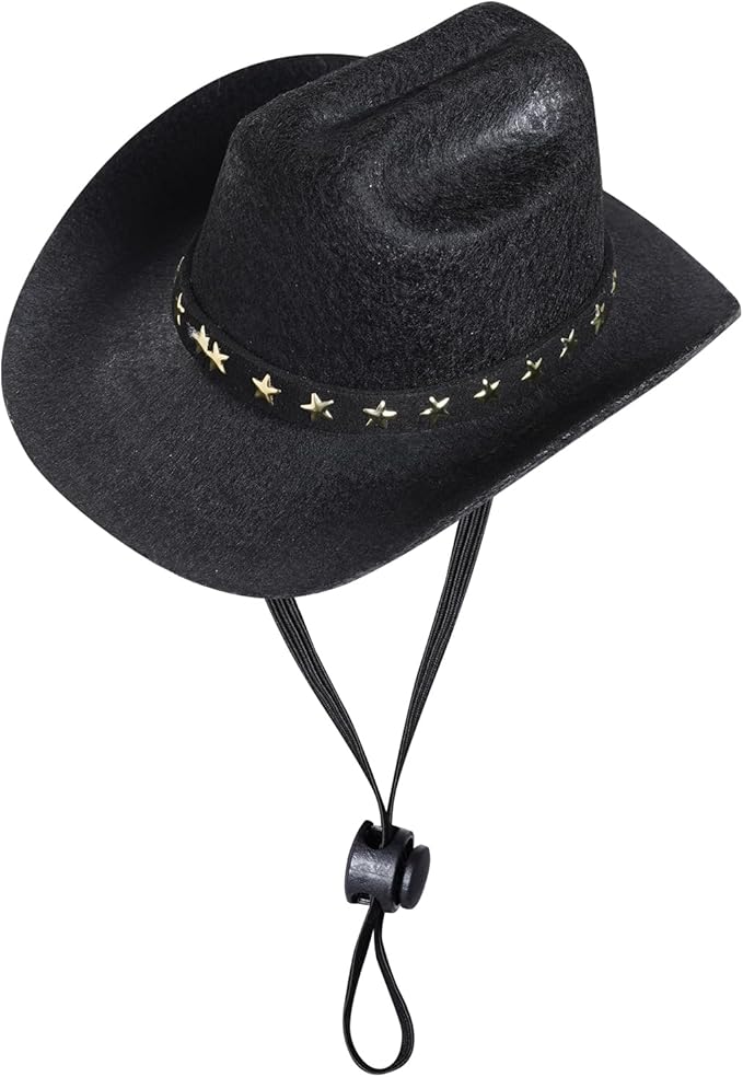 choyaxo Pet Cowboy Costume Cosplay Cap Halloween Costumes for Dogs Cat Pet Party Decoration Mini Cowboy Hat (Black, Medium)