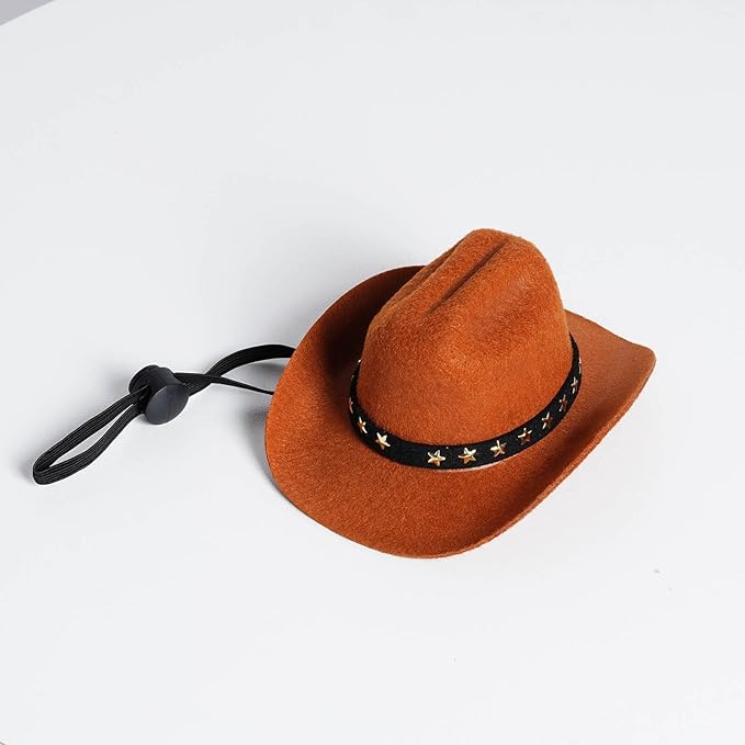 choyaxo Pet Cowboy Costume Cosplay Cap Halloween Costumes for Dogs Cat Pet Party Decoration Mini Cowboy Hat (Brown, Small)