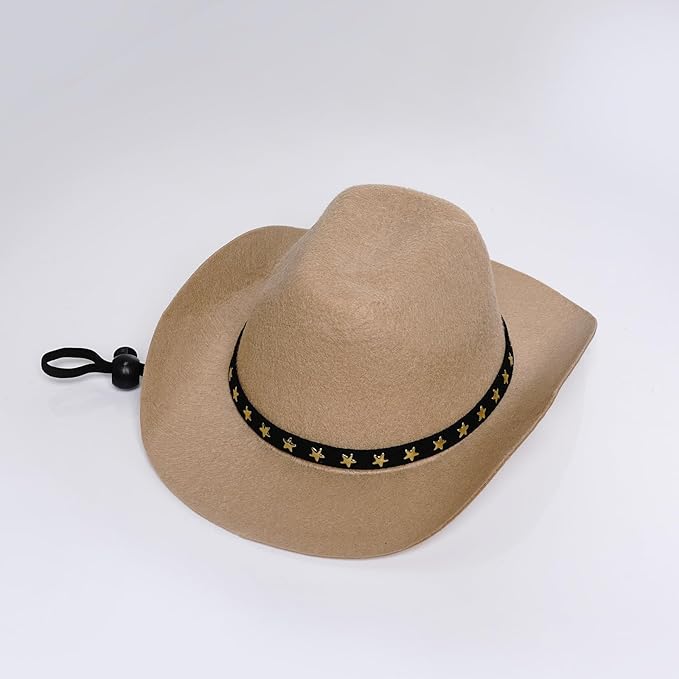 choyaxo Pet Cowboy Costume Cosplay Cap Halloween Costumes for Dogs Cat Pet Party Decoration Mini Cowboy Hat (Khaki, Large)