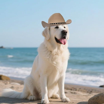 choyaxo Pet Cowboy Costume Cosplay Cap Halloween Costumes for Dogs Cat Pet Party Decoration Mini Cowboy Hat (Khaki, Large)