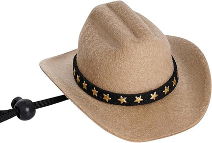 choyaxo Pet Cowboy Costume Cosplay Cap Halloween Costumes for Dogs Cat Pet Party Decoration Mini Cowboy Hat (Khaki, Small)