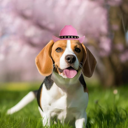 choyaxo Pet Cowboy Costume Cosplay Cap Halloween Costumes for Dogs Cat Pet Party Decoration Mini Cowboy Hat (Pink, Large)